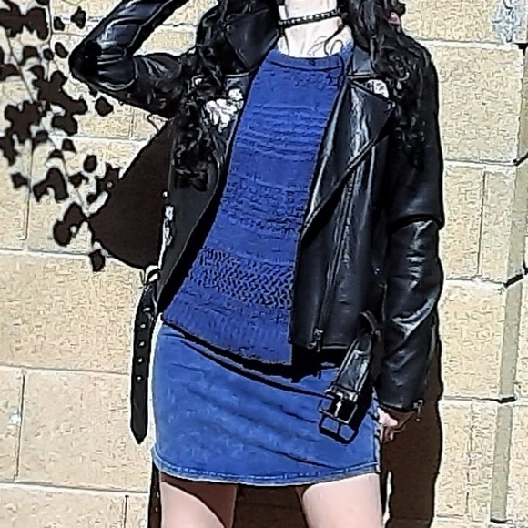 360 SWEATER  super cute blue open mesh knit jumper - Picture 2 of 8